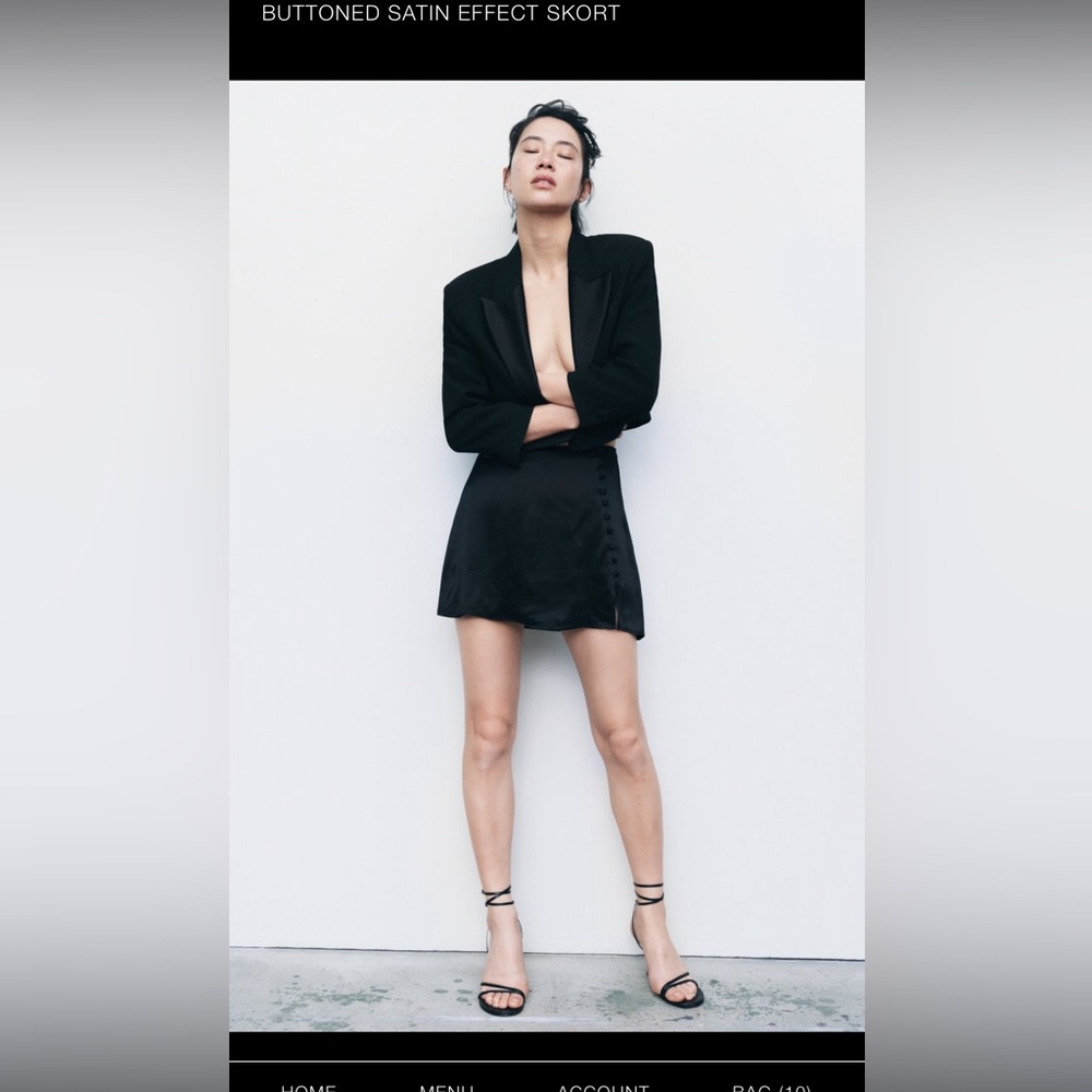 Zara Satin Skort Black Mini worn once!!!